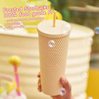 1PC Diamond Radiant Goddess Cup With LOGO 710ml Summer Cold Water Cup Tumbler With Straw Double Layer Plastic Durian Coffee Mug