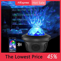 LED Galaxy Projector Ocean Wave LED Night Light Music Player Remote Star Rotating Night Light Gift For kids Bedroom Lamp