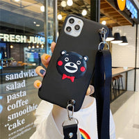 Cartoon Animals Stand Holder Soft Cover For LG V10 V20 V30 V40 V50 V60 Q8 Q9 Q51 Q52 Q61 Q70 Stylo 4 5 6 7 Cat Case With Lanyard